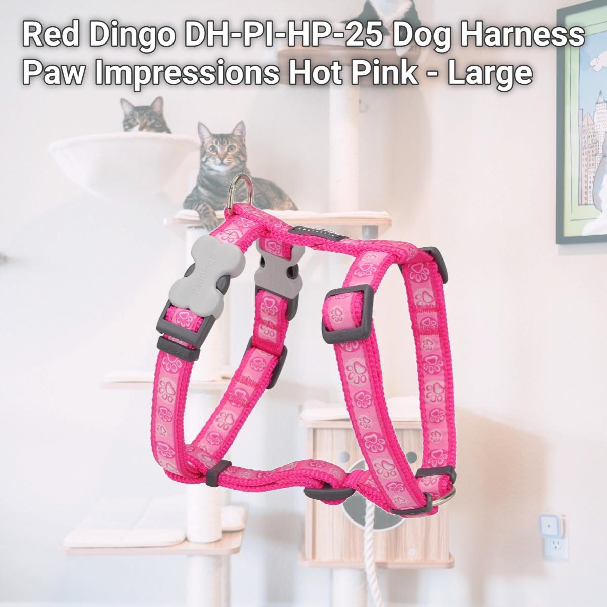 Picture of Red Dingo DH-PI-HP-25 Dog Harness Paw Impressions Hot Pink - Large