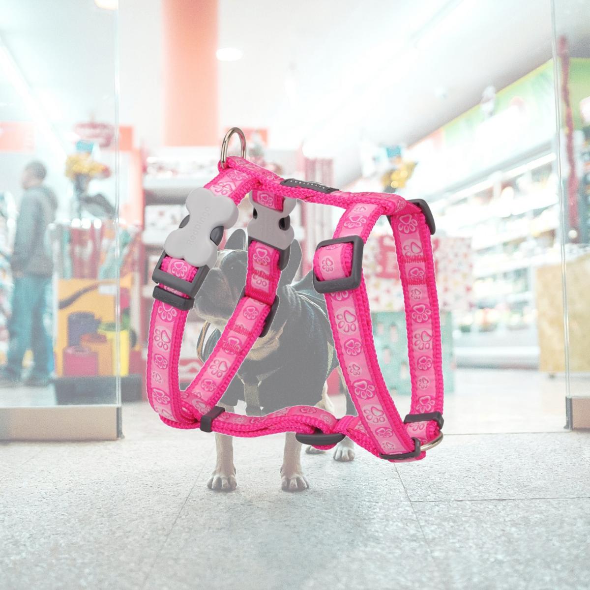 Picture of Red Dingo DH-PI-HP-25 Dog Harness Paw Impressions Hot Pink - Large