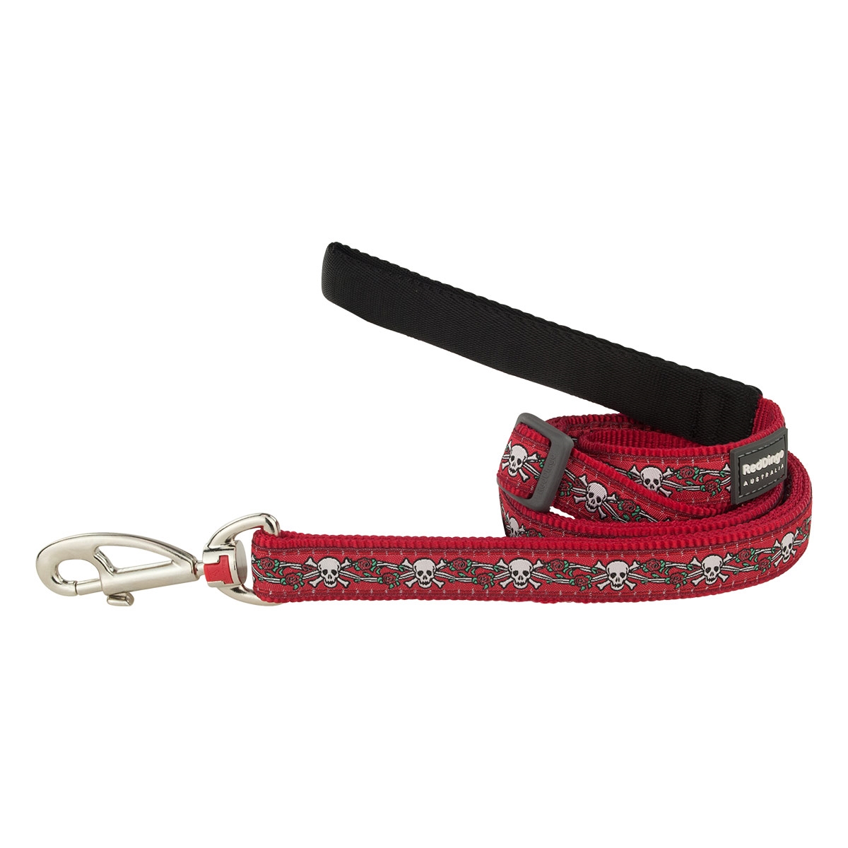 Picture of Red Dingo L6-SR-RE-15 Dog Lead Design Skull & Roses Red - Small 6ft