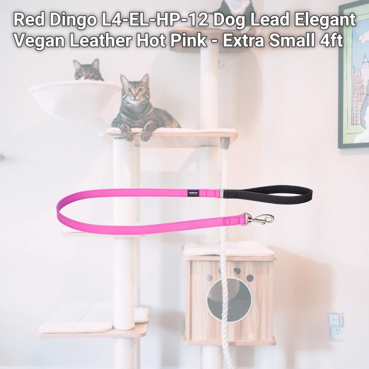 Picture of Red Dingo L4-EL-HP-12 Dog Lead Elegant Vegan Leather Hot Pink - Extra Small 4ft