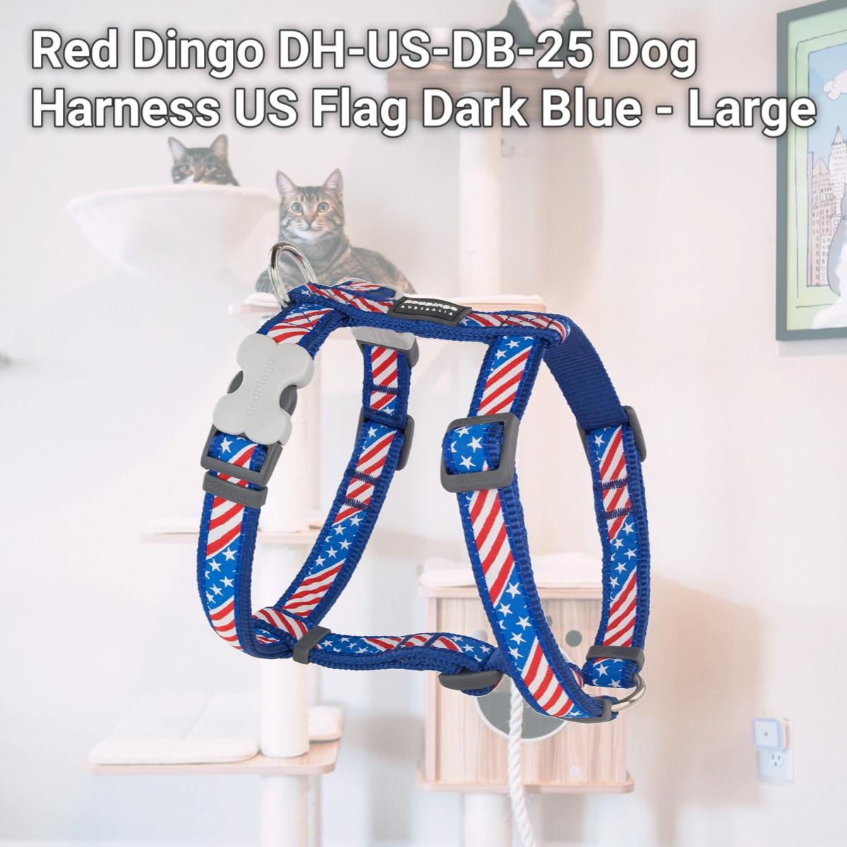 Picture of Red Dingo DH-US-DB-25 Dog Harness US Flag Dark Blue - Large