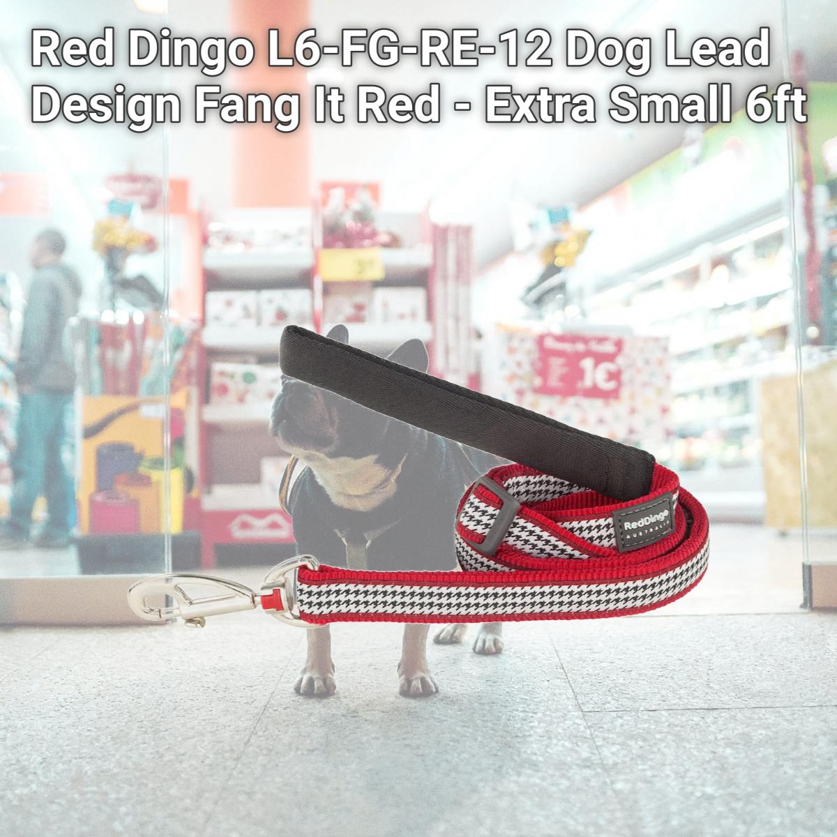 Picture of Red Dingo L6-FG-RE-12 Dog Lead Design Fang It Red - Extra Small 6ft