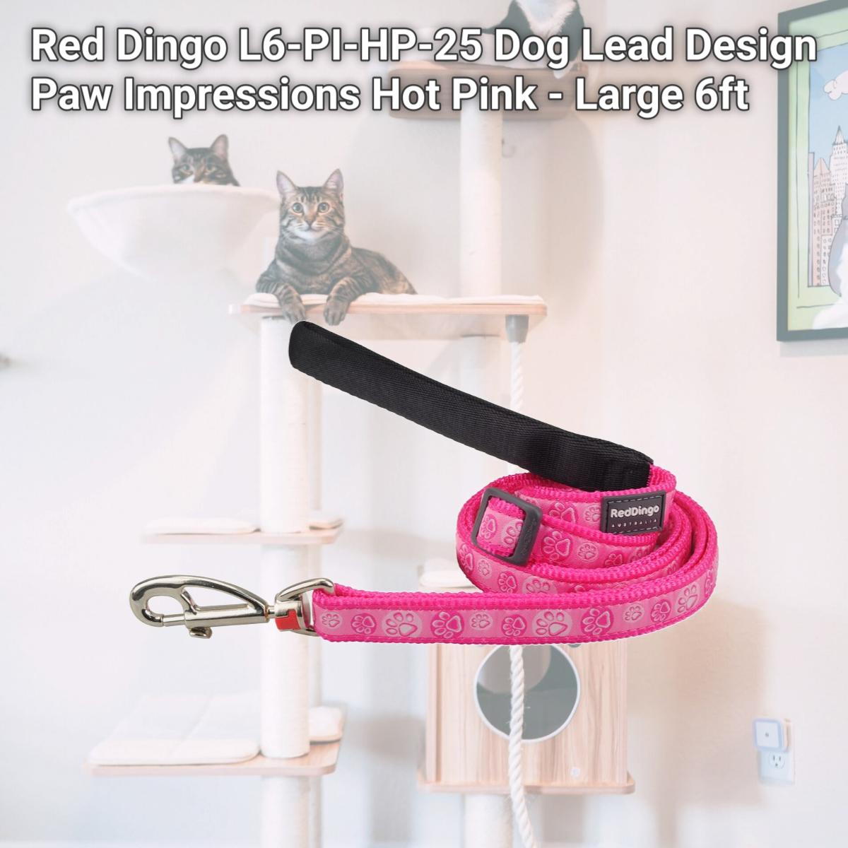 Picture of Red Dingo L6-PI-HP-25 Dog Lead Design Paw Impressions Hot Pink - Large 6ft