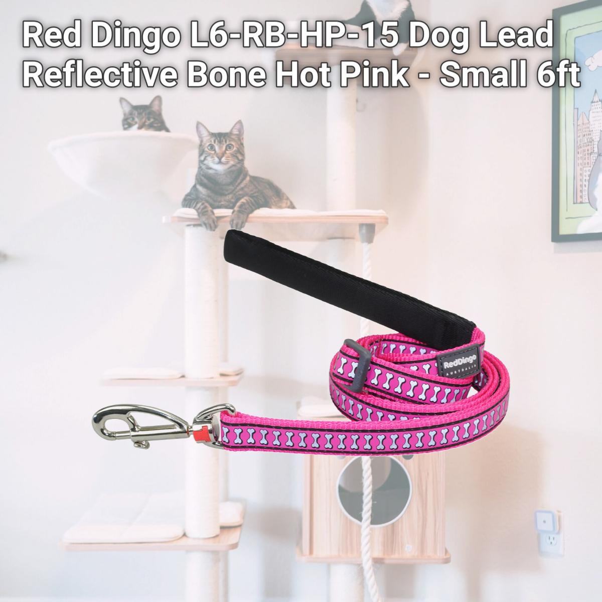 Picture of Red Dingo L6-RB-HP-15 Dog Lead Reflective Bone Hot Pink - Small 6ft