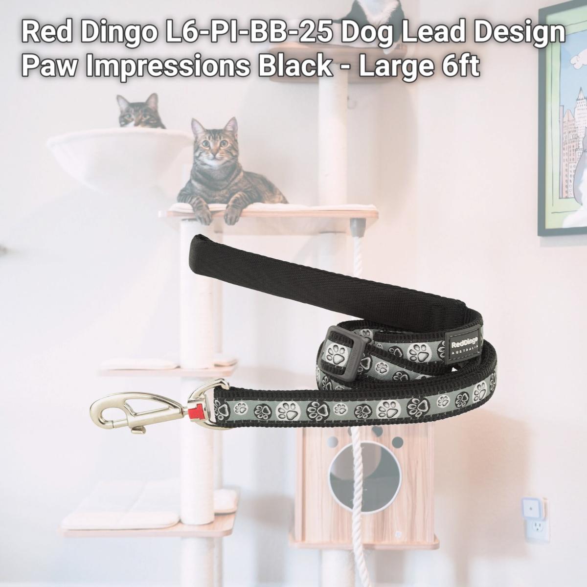 Picture of Red Dingo L6-PI-BB-25 Dog Lead Design Paw Impressions Black - Large 6ft