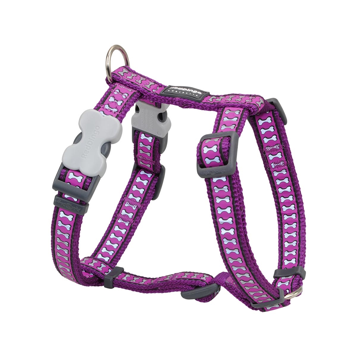 Picture of Red Dingo DH-RB-PU-15 Dog Harness Reflective Bones Purple - Small