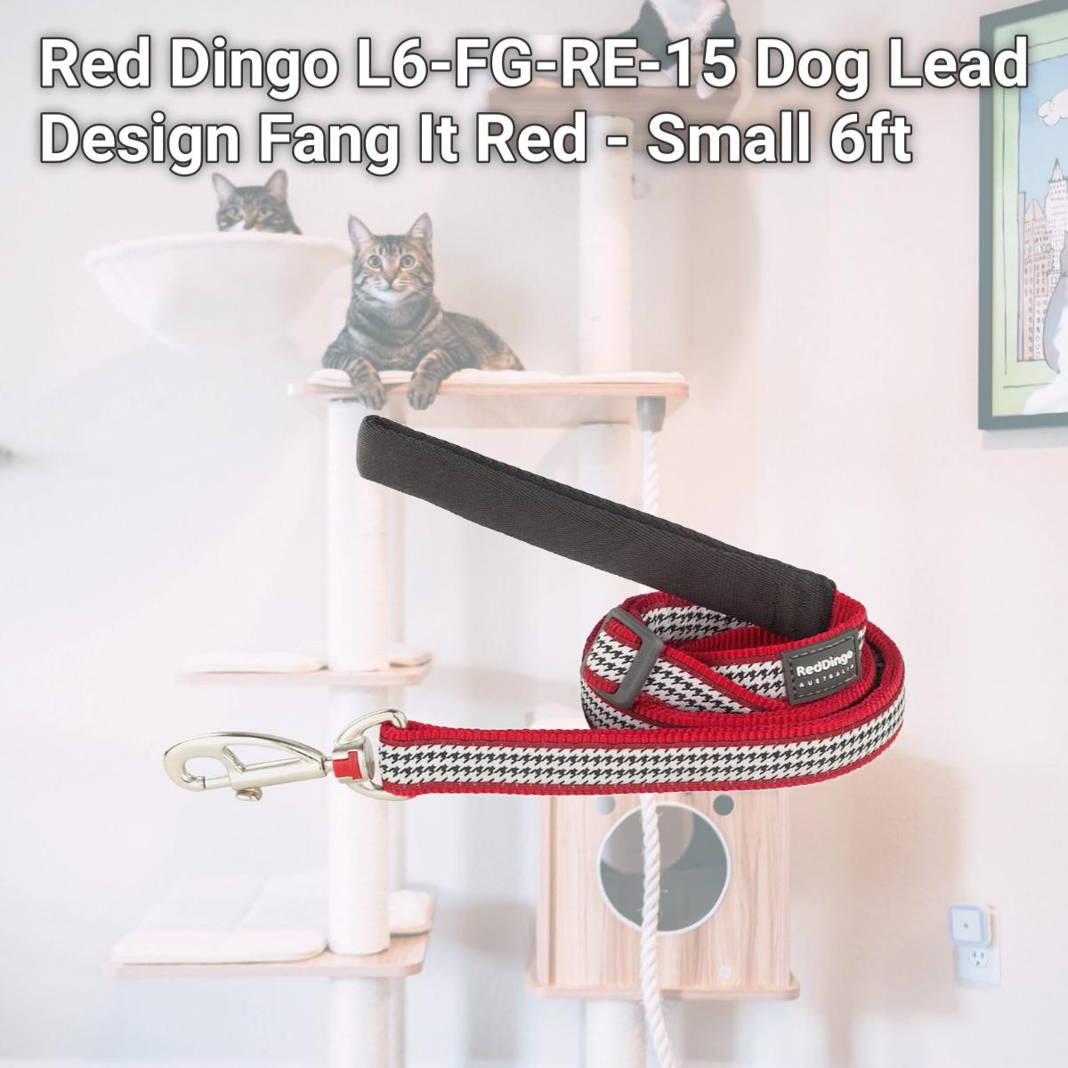 Picture of Red Dingo L6-FG-RE-15 Dog Lead Design Fang It Red - Small 6ft