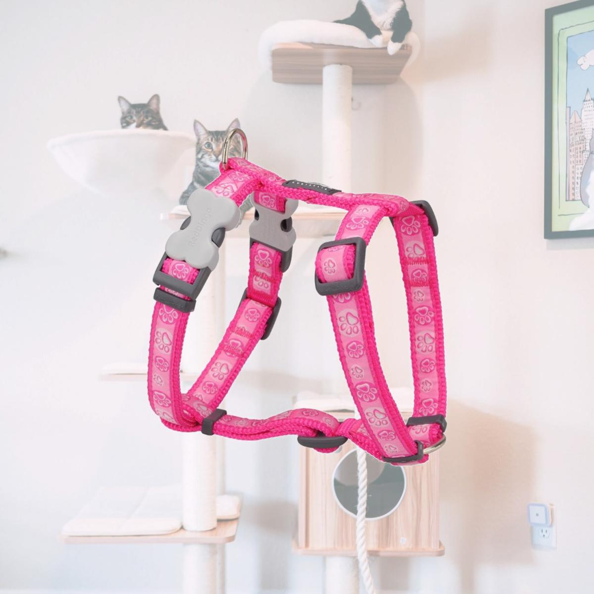 Picture of Red Dingo DH-PI-HP-20 Dog Harness Paw Impressions Hot Pink - Medium