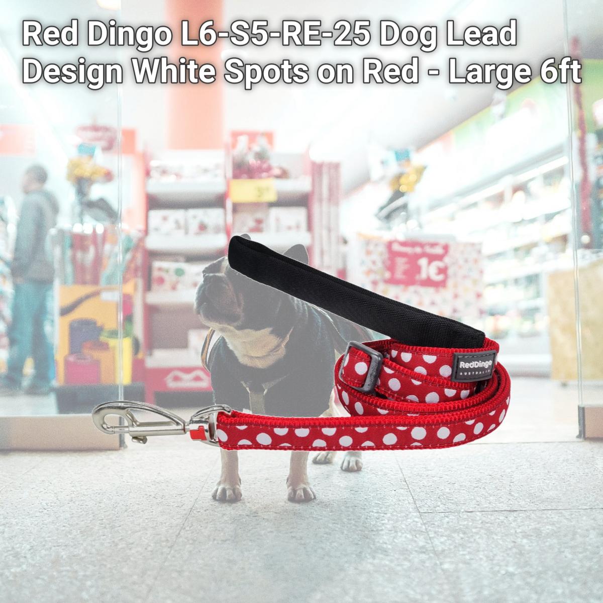 Picture of Red Dingo L6-S5-RE-25 Dog Lead Design White Spots on Red - Large 6ft