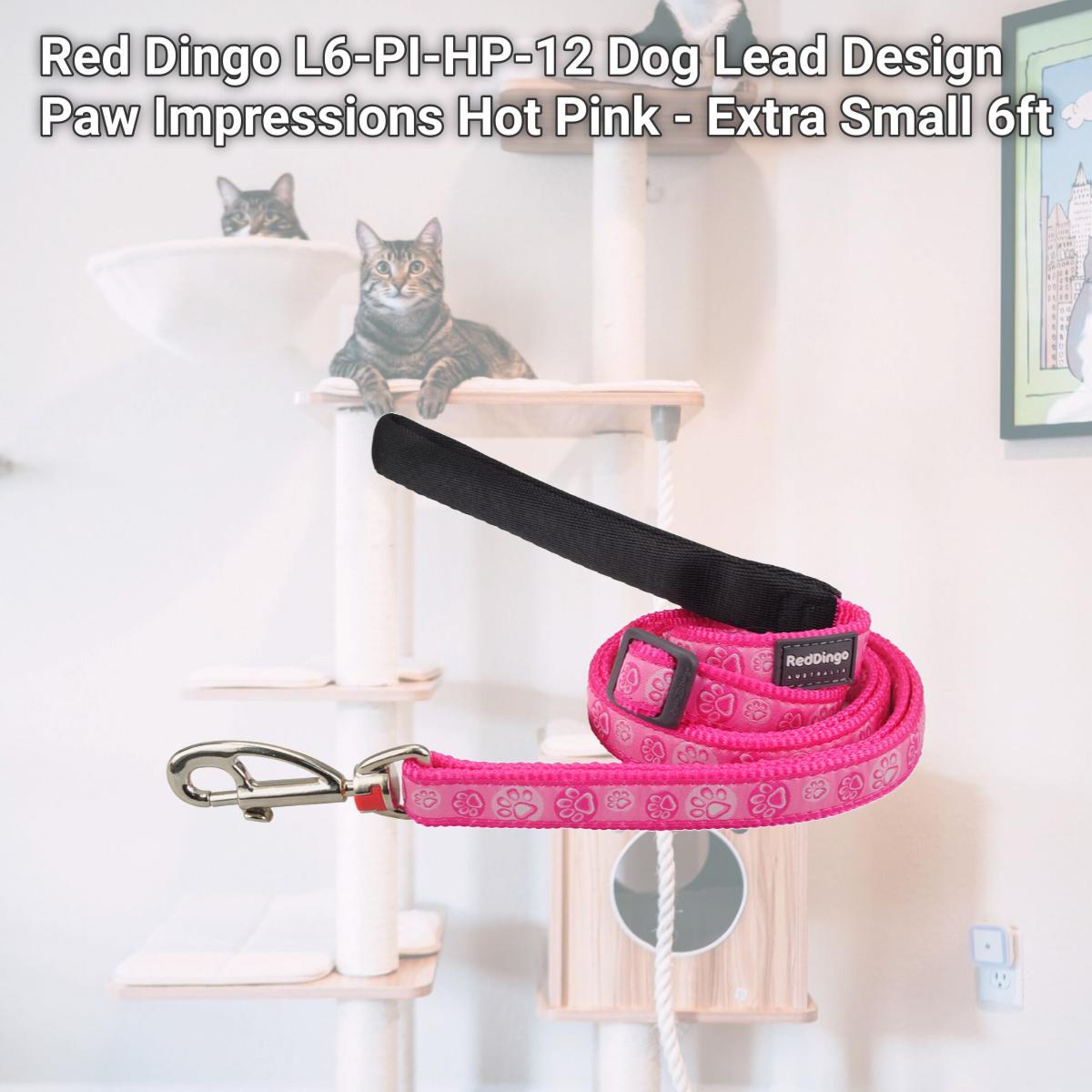 Picture of Red Dingo L6-PI-HP-12 Dog Lead Design Paw Impressions Hot Pink - Extra Small 6ft