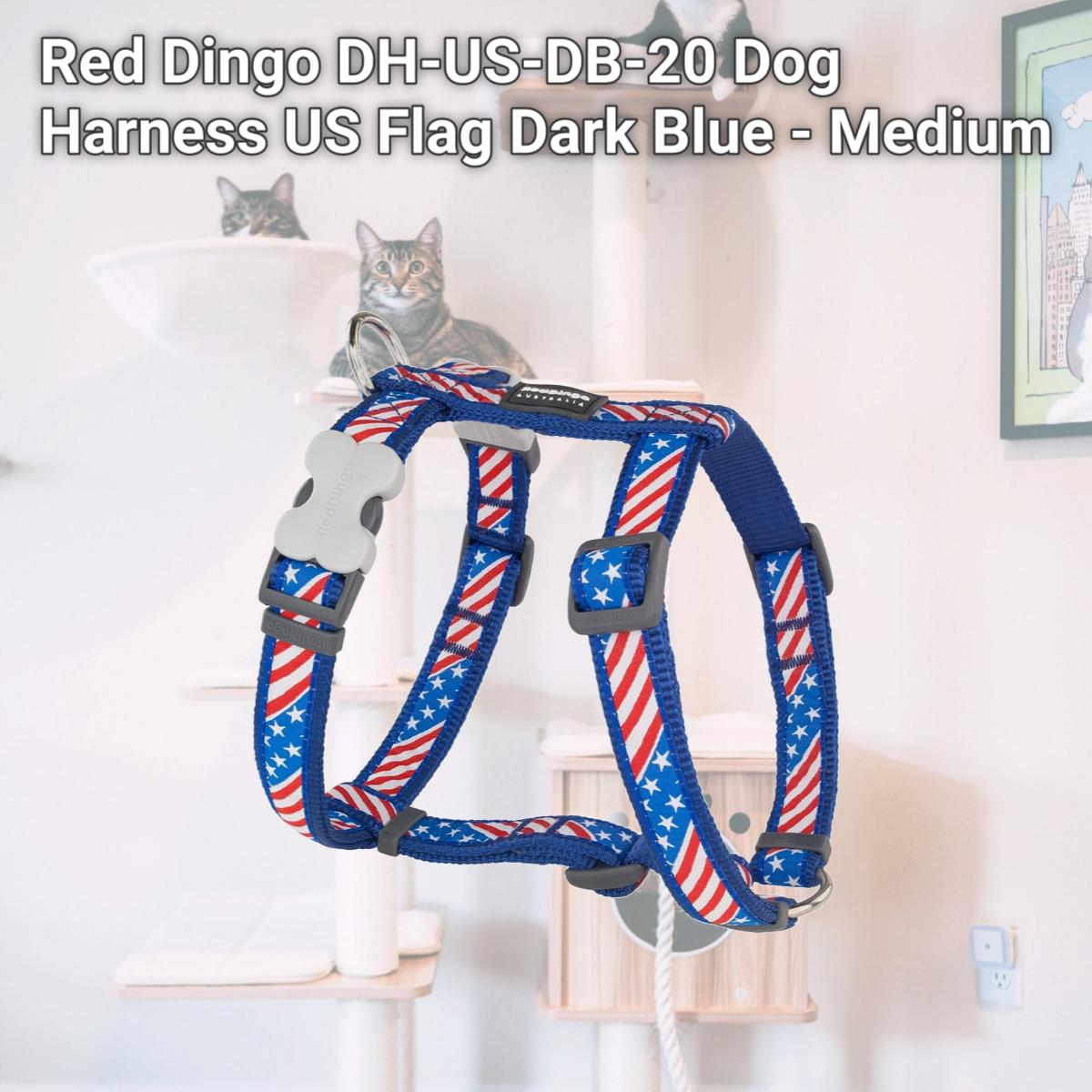Picture of Red Dingo DH-US-DB-20 Dog Harness US Flag Dark Blue - Medium