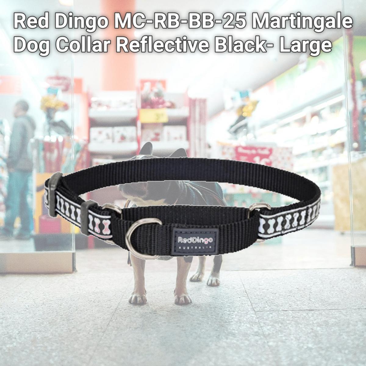 Picture of Red Dingo MC-RB-BB-25 Martingale Dog Collar Reflective Black- Large