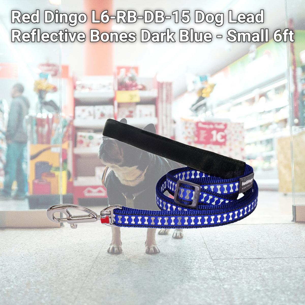 Picture of Red Dingo L6-RB-DB-15 Dog Lead Reflective Bones Dark Blue - Small 6ft