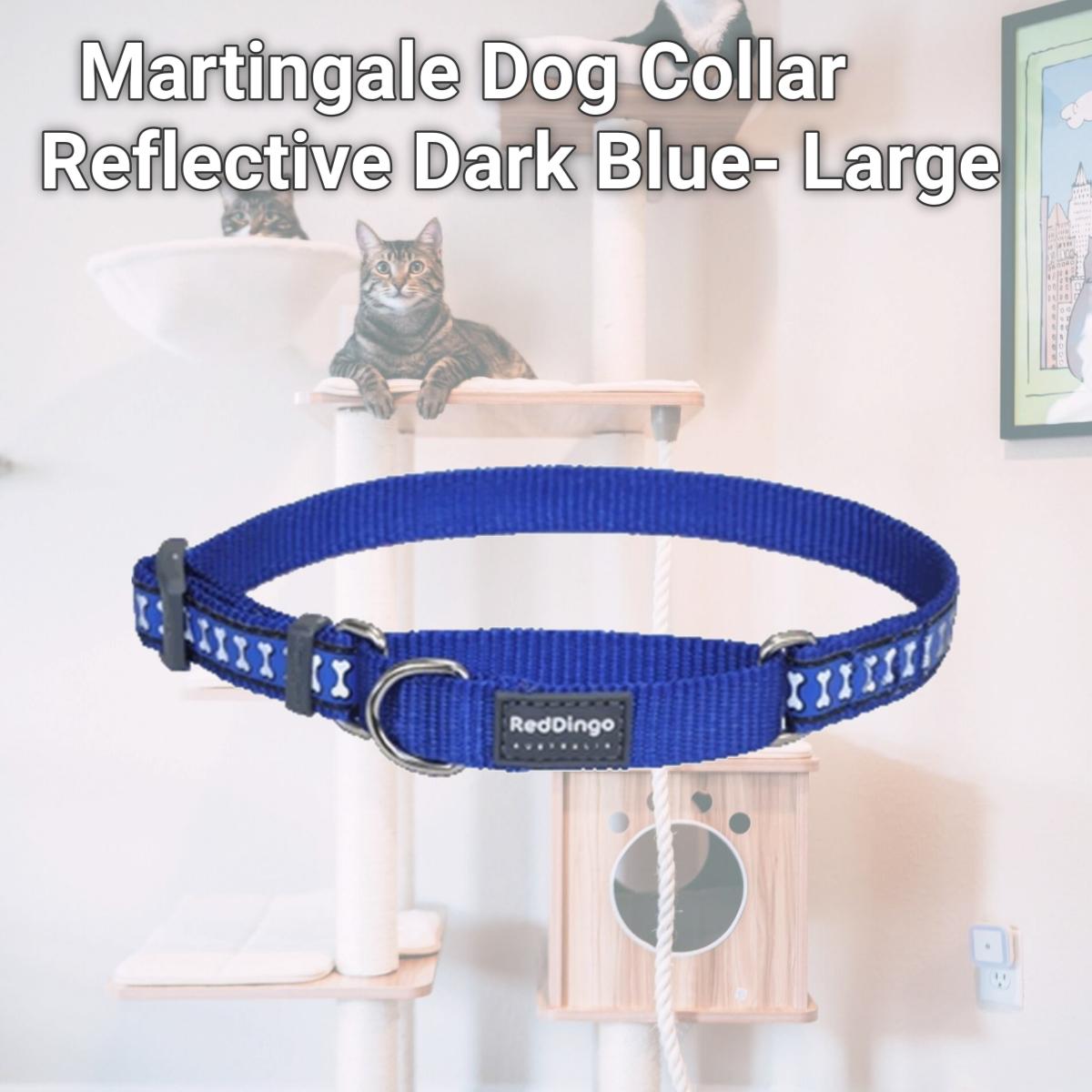 Picture of Red Dingo MC-RB-DB-25 Martingale Dog Collar Reflective Dark Blue- Large