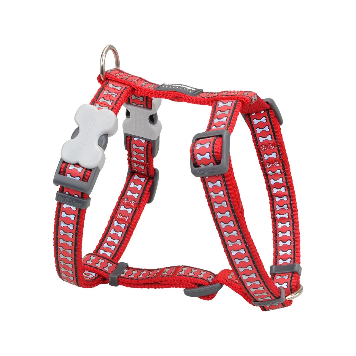Picture of Red Dingo DH-RB-RE-15 Dog Harness Reflective Bones Red - Small
