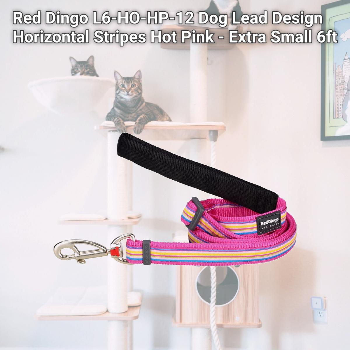Picture of Red Dingo L6-HO-HP-12 Dog Lead Design Horizontal Stripes Hot Pink - Extra Small 6ft