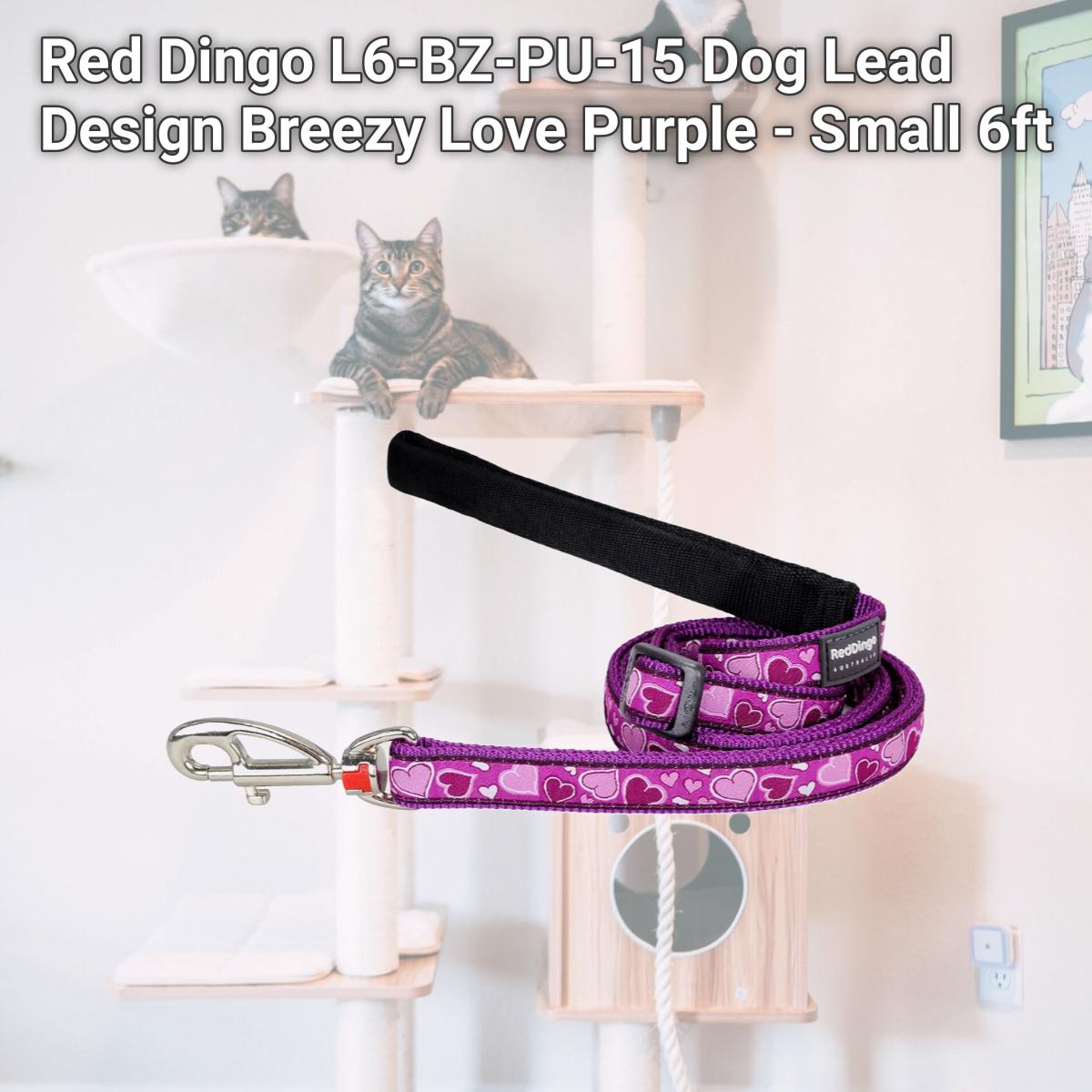 Picture of Red Dingo L6-BZ-PU-15 Dog Lead Design Breezy Love Purple - Small 6ft