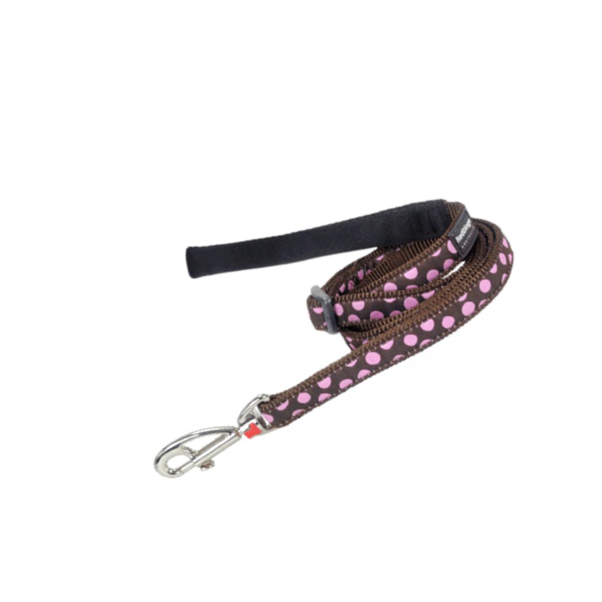 Picture of Red Dingo L6-S1-BR-12 Dog Lead Design Pink Dots on Brown- Extra Small
