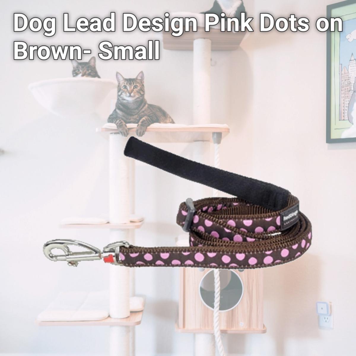 Picture of Red Dingo L6-S1-BR-12 Dog Lead Design Pink Dots on Brown- Extra Small