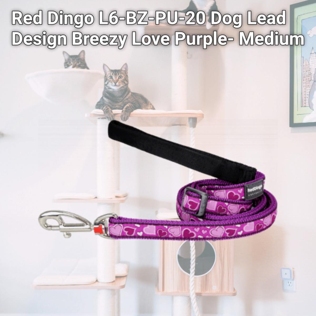 Picture of Red Dingo L6-BZ-PU-20 Dog Lead Design Breezy Love Purple- Medium