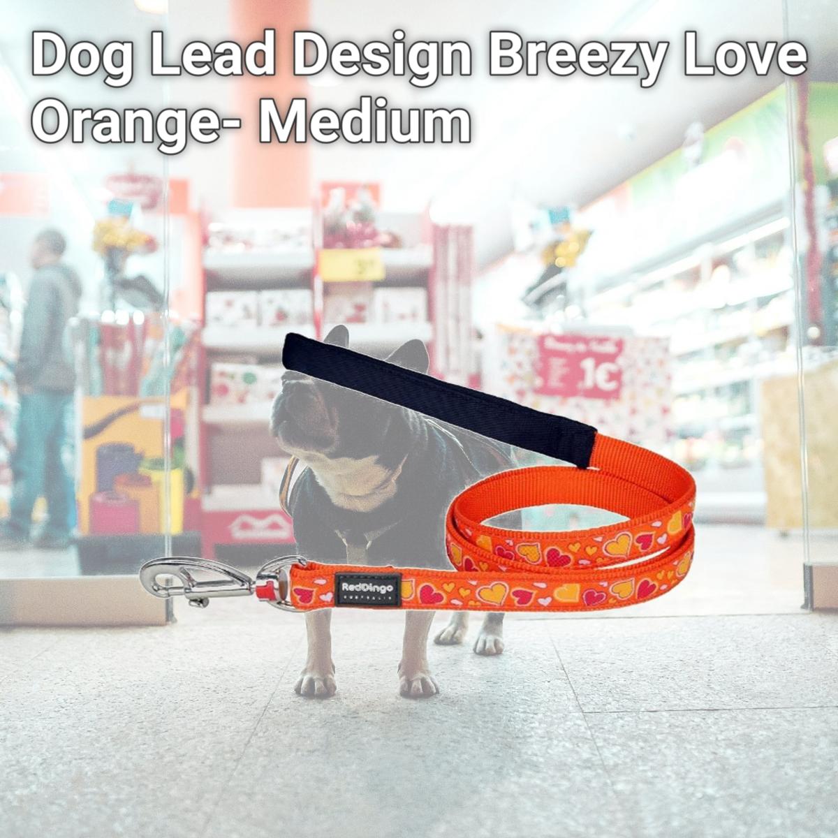 Picture of Red Dingo L6-BZ-OR-20 Dog Lead Design Breezy Love Orange- Medium