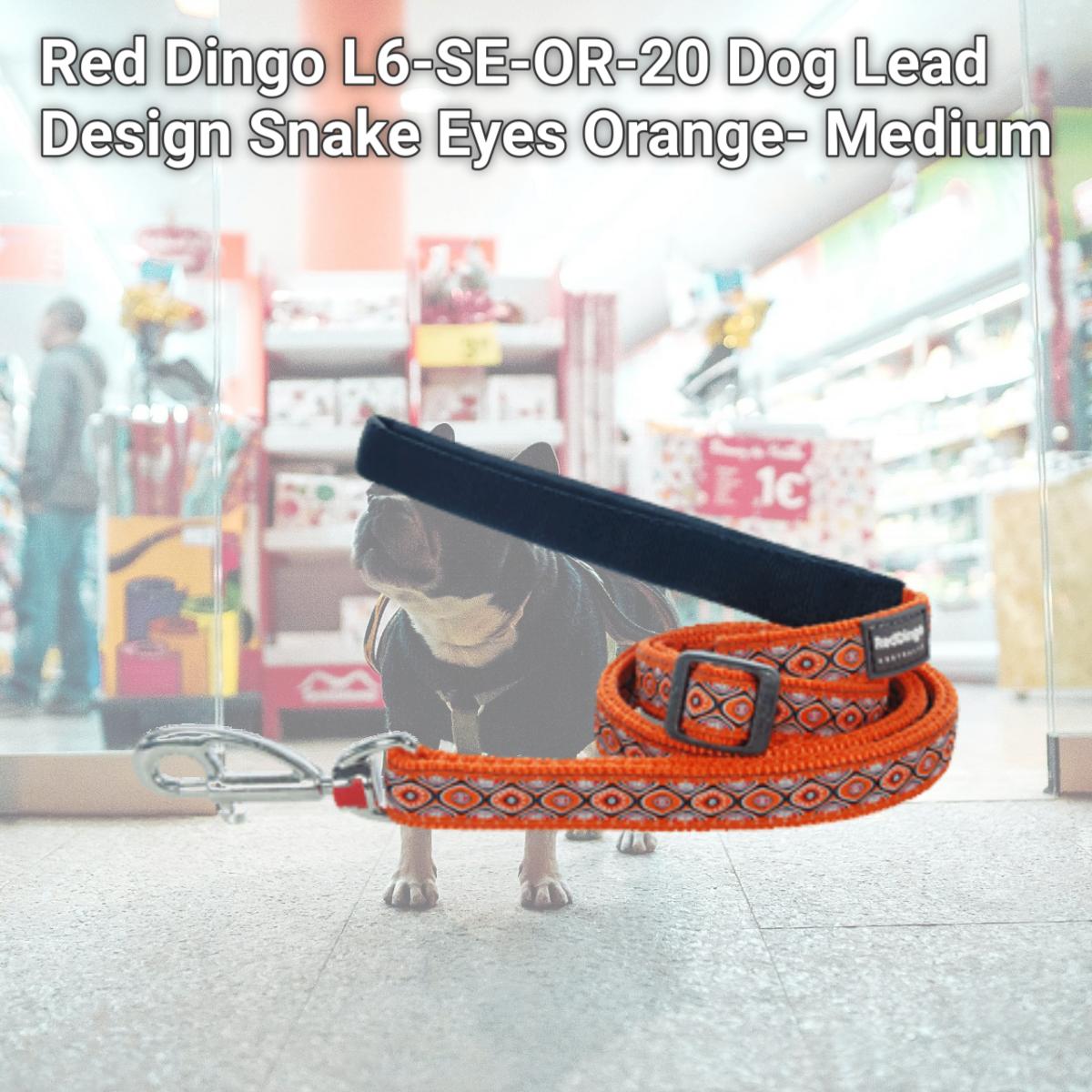 Picture of Red Dingo L6-SE-OR-20 Dog Lead Design Snake Eyes Orange- Medium