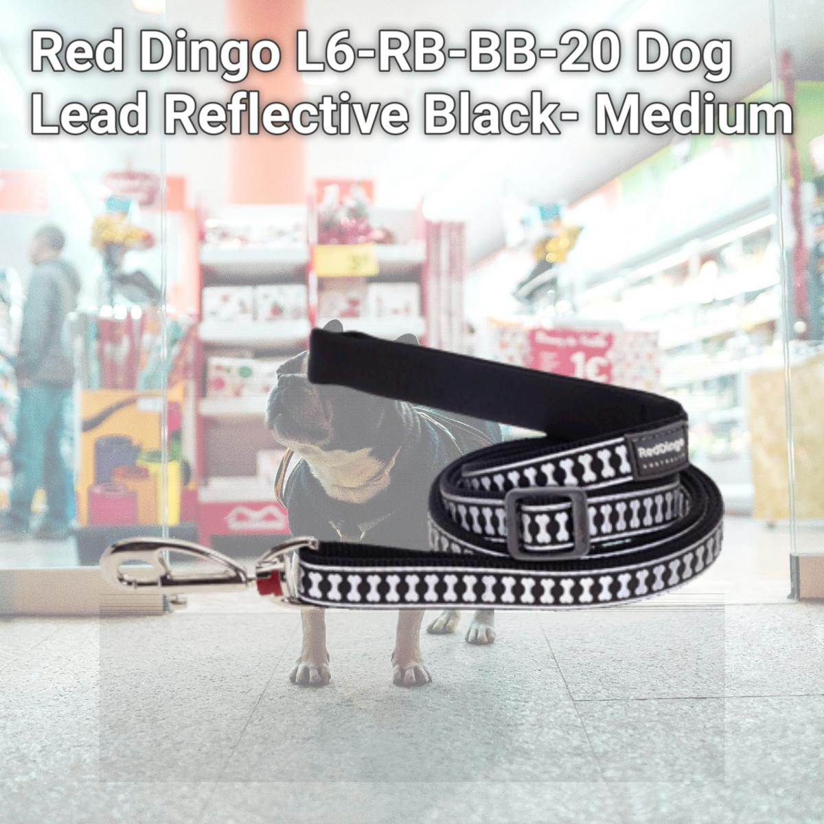 Picture of Red Dingo L6-RB-BB-20 Dog Lead Reflective Black- Medium