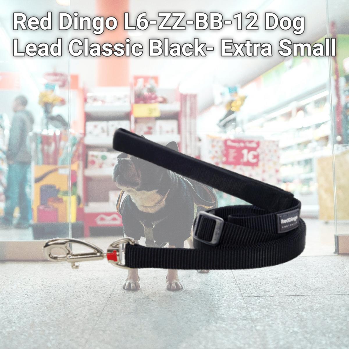 Picture of Red Dingo L6-ZZ-BB-12 Dog Lead Classic Black- Extra Small