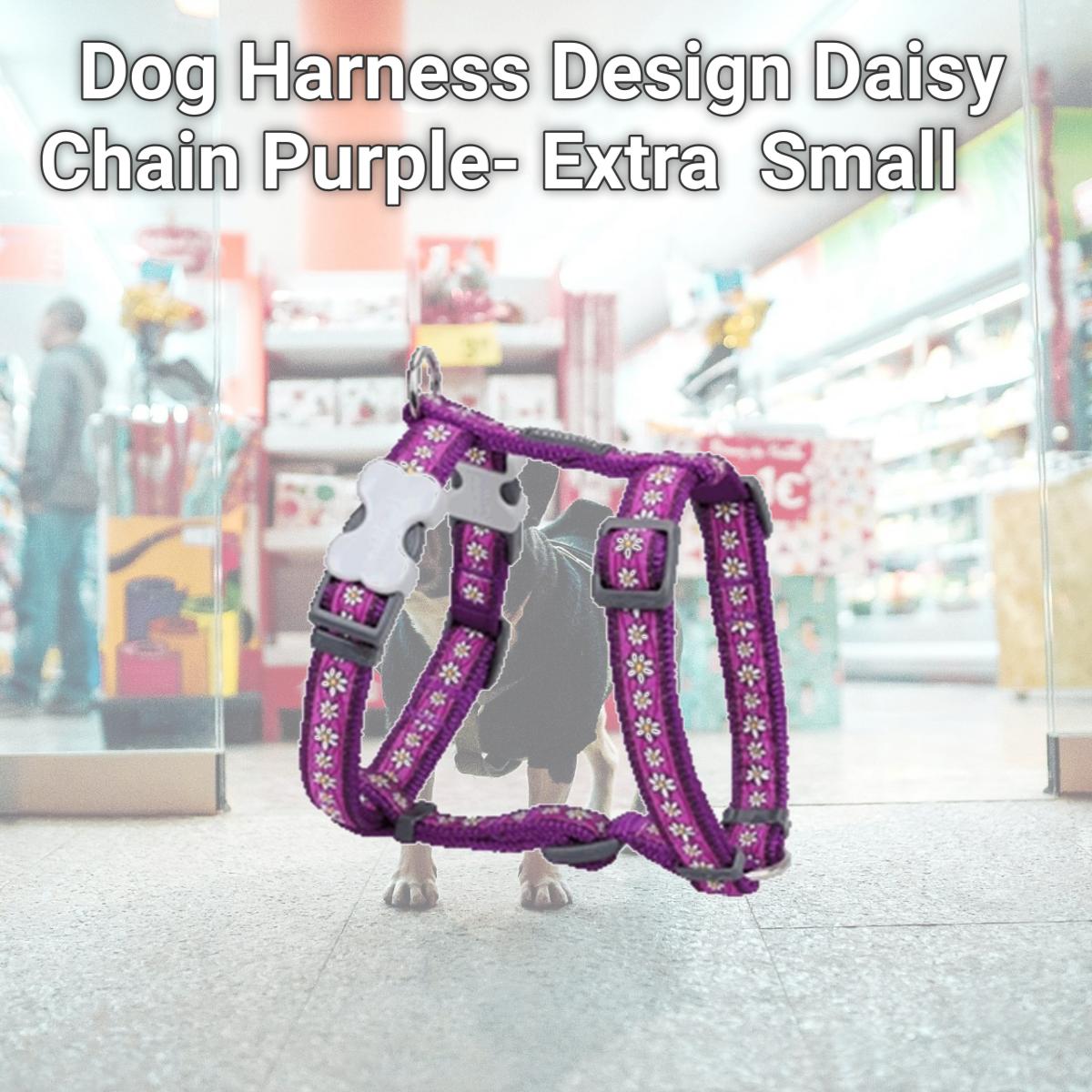 Picture of Red Dingo DH-DC-PU-12 Dog Harness Design Daisy Chain Purple- Extra  Small