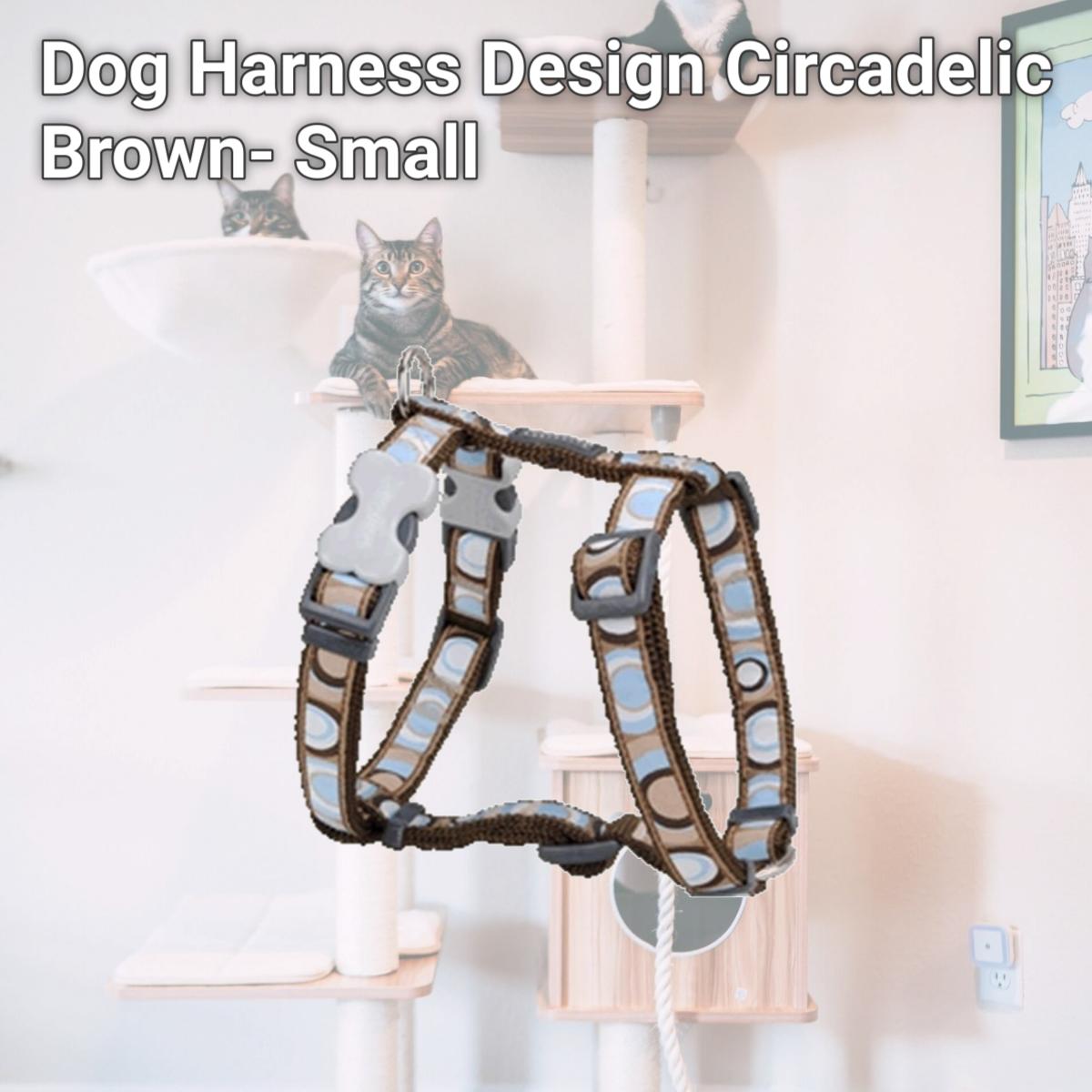 Picture of Red Dingo DH-CI-BR-12 Dog Harness Design Circadelic Brown- Extra Small