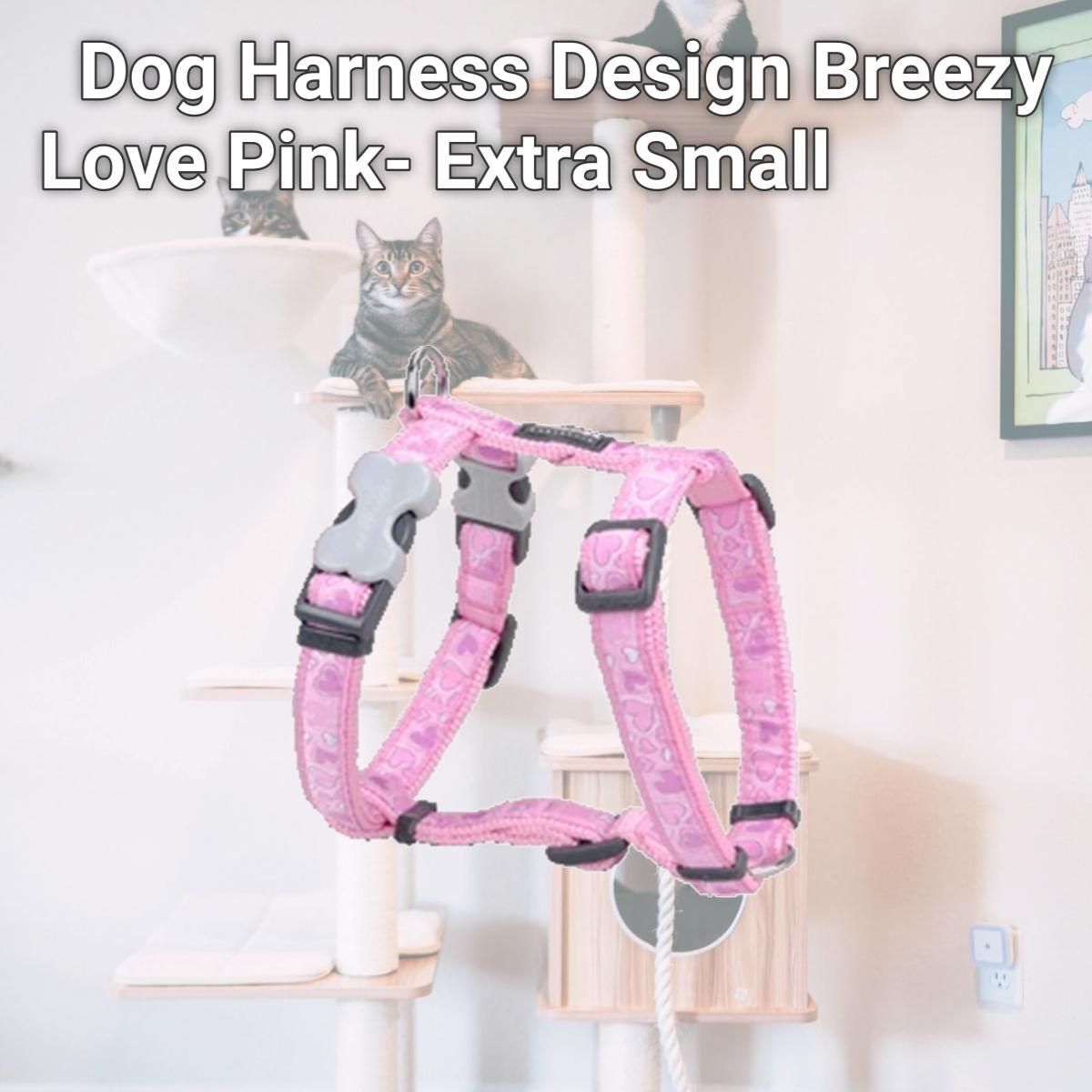 Picture of Red Dingo DH-BZ-PK-12 Dog Harness Design Breezy Love Pink- Extra Small