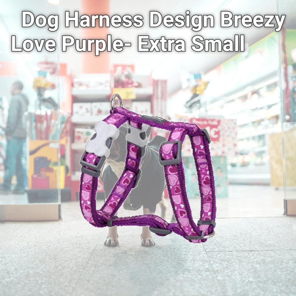 Picture of Red Dingo DH-BZ-PU-12 Dog Harness Design Breezy Love Purple- Extra Small