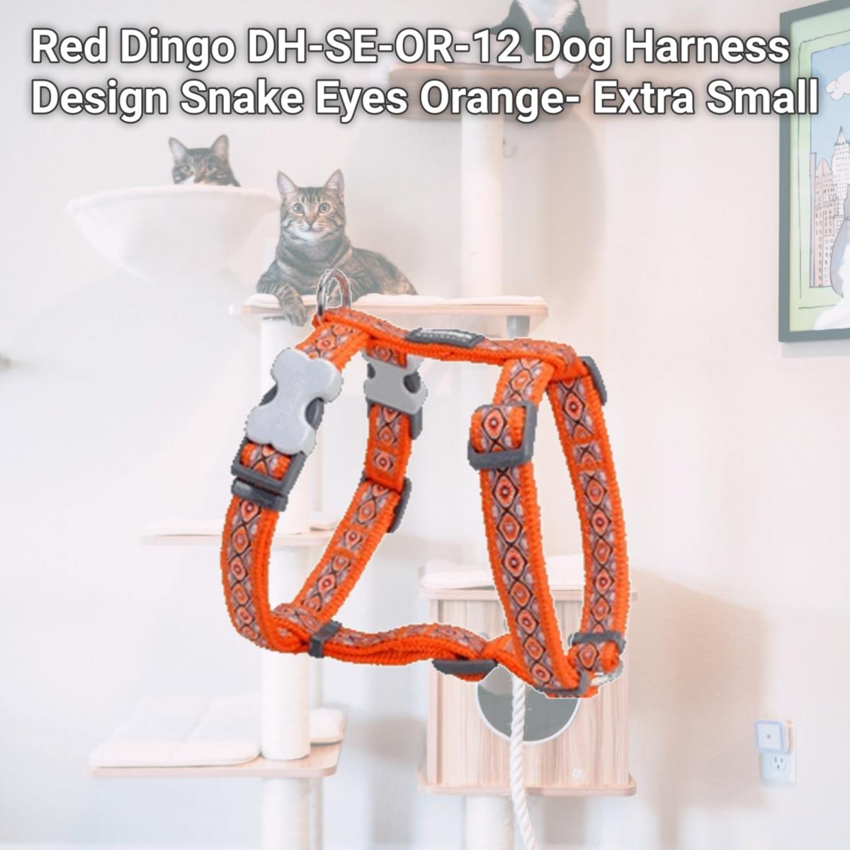 Picture of Red Dingo DH-SE-OR-12 Dog Harness Design Snake Eyes Orange- Extra Small