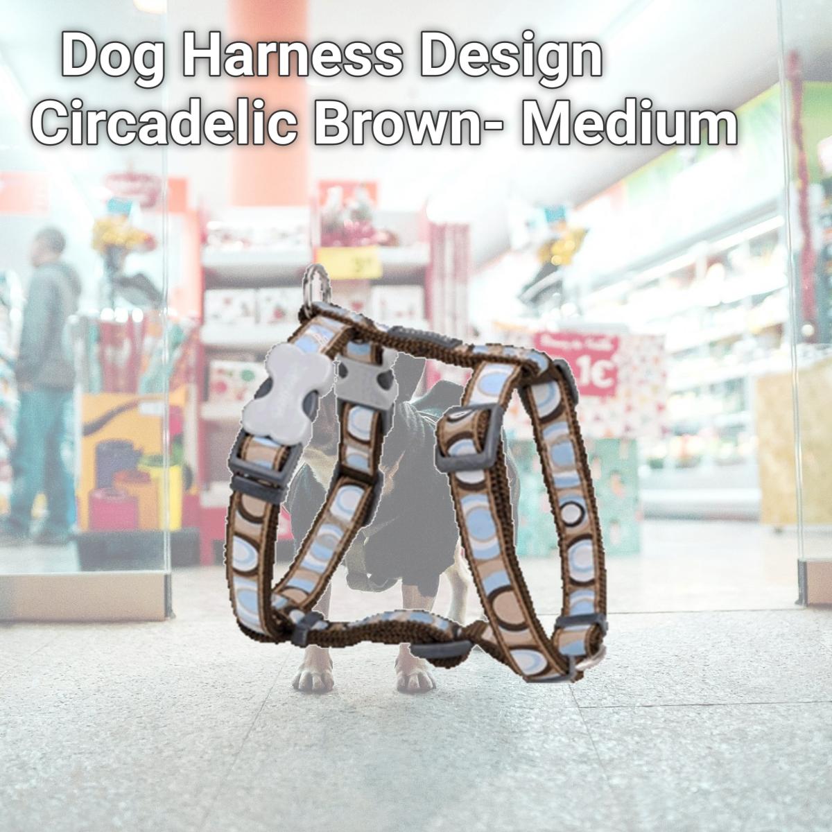 Picture of Red Dingo DH-CI-BR-20 Dog Harness Design Circadelic Brown- Medium