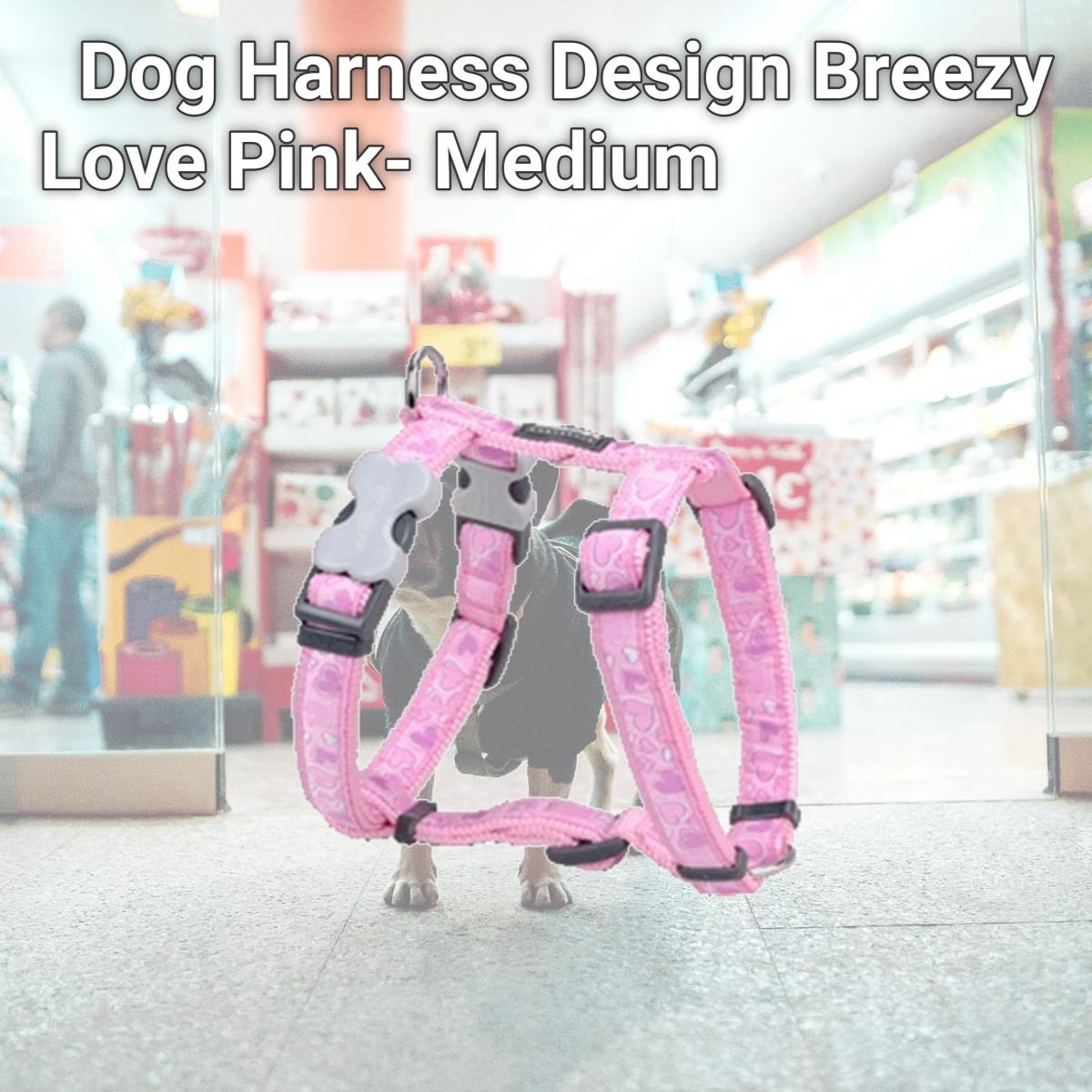 Picture of Red Dingo DH-BZ-PK-20 Dog Harness Design Breezy Love Pink- Medium