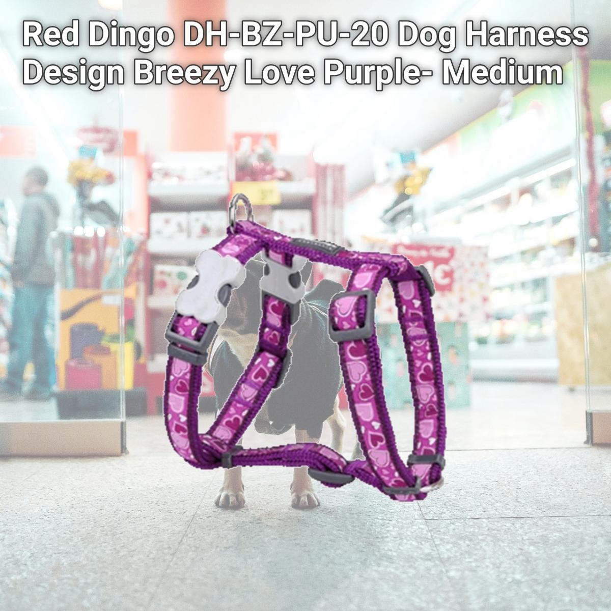 Picture of Red Dingo DH-BZ-PU-20 Dog Harness Design Breezy Love Purple- Medium