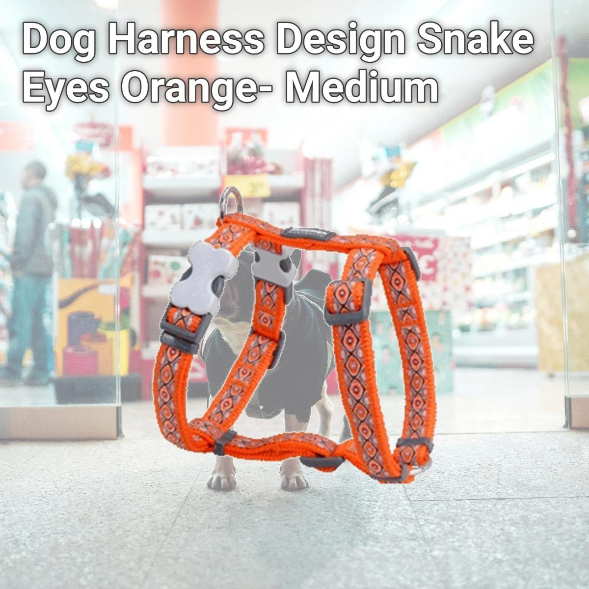 Picture of Red Dingo DH-SE-OR-20 Dog Harness Design Snake Eyes Orange- Medium