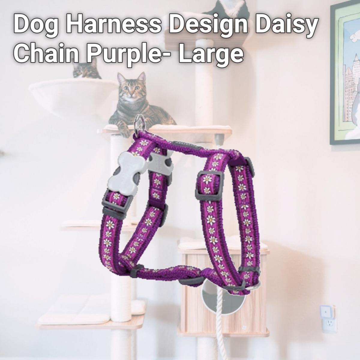 Picture of Red Dingo DH-DC-PU-25 Dog Harness Design Daisy Chain Purple- Large