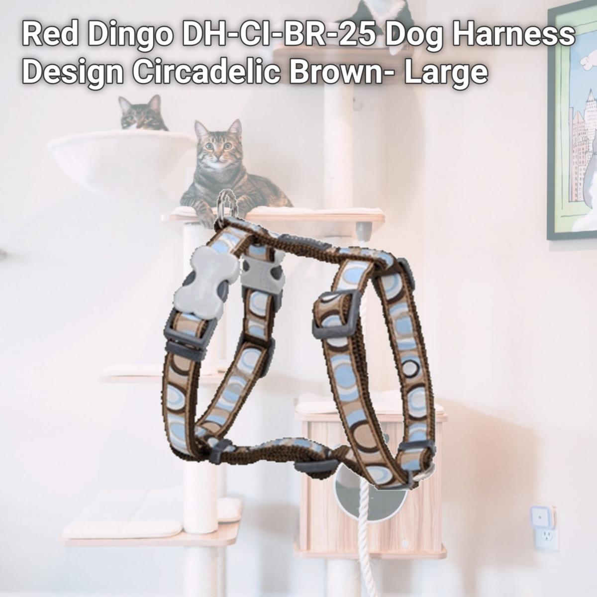 Picture of Red Dingo DH-CI-BR-25 Dog Harness Design Circadelic Brown- Large