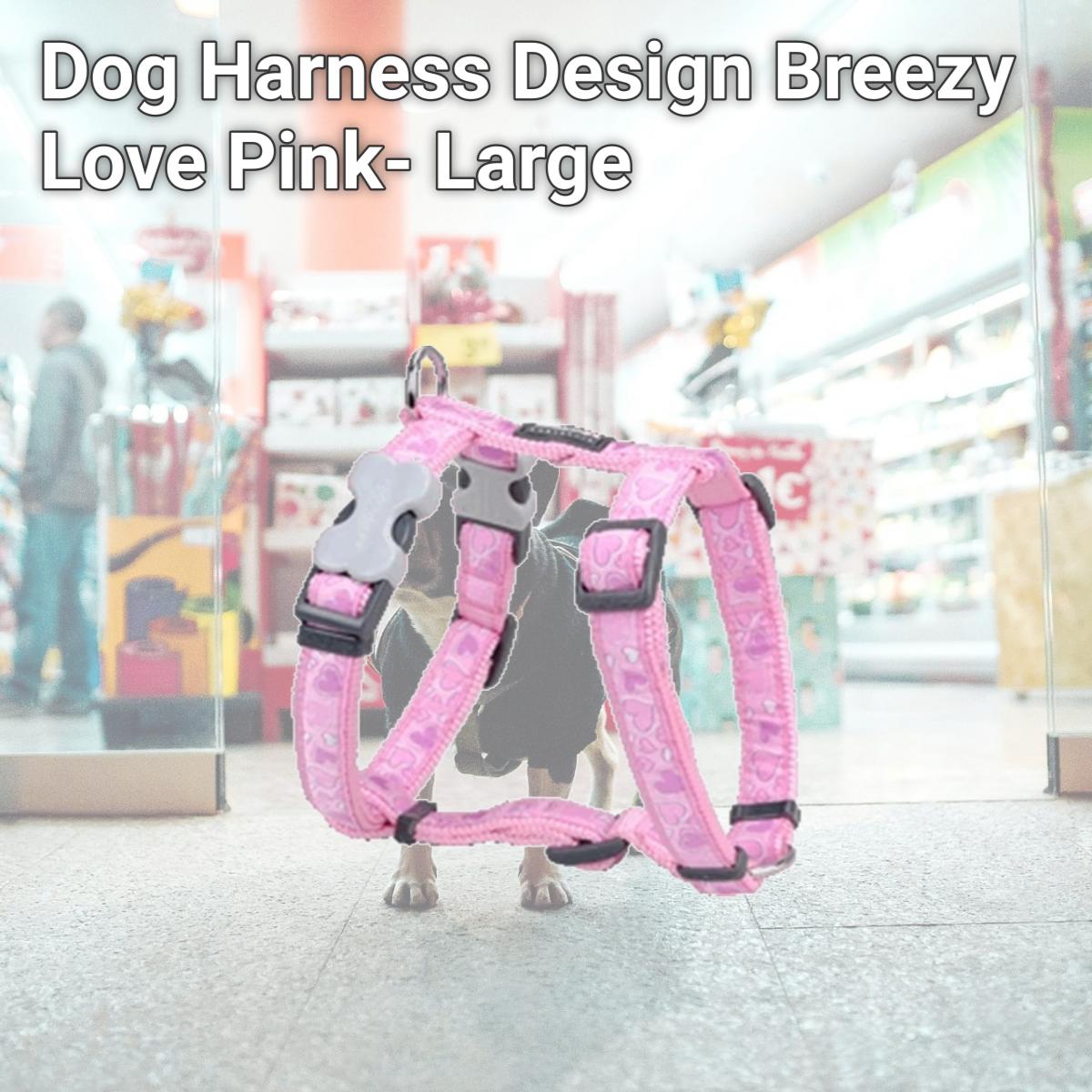 Picture of Red Dingo DH-BZ-PK-25 Dog Harness Design Breezy Love Pink- Large