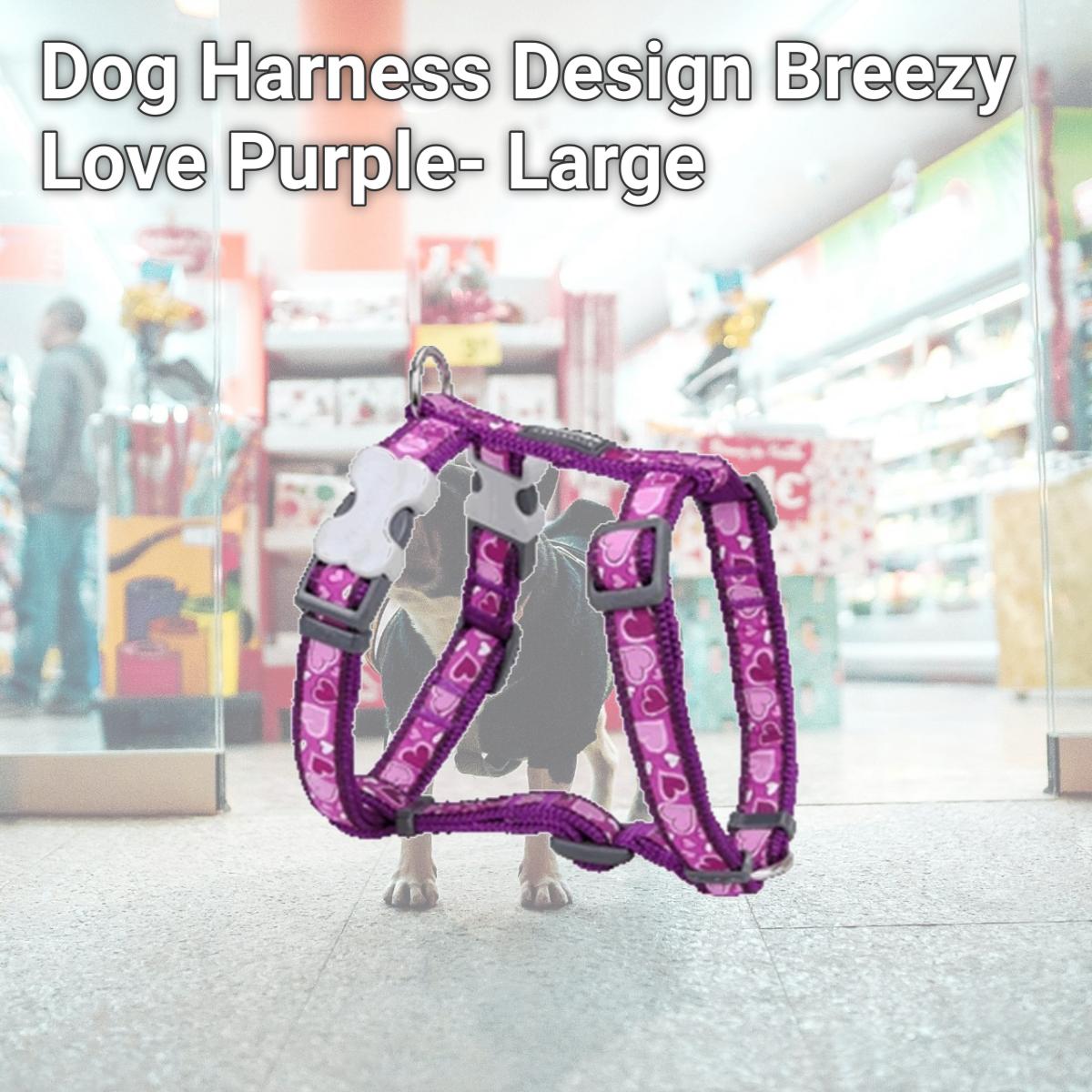 Picture of Red Dingo DH-BZ-PU-25 Dog Harness Design Breezy Love Purple- Large