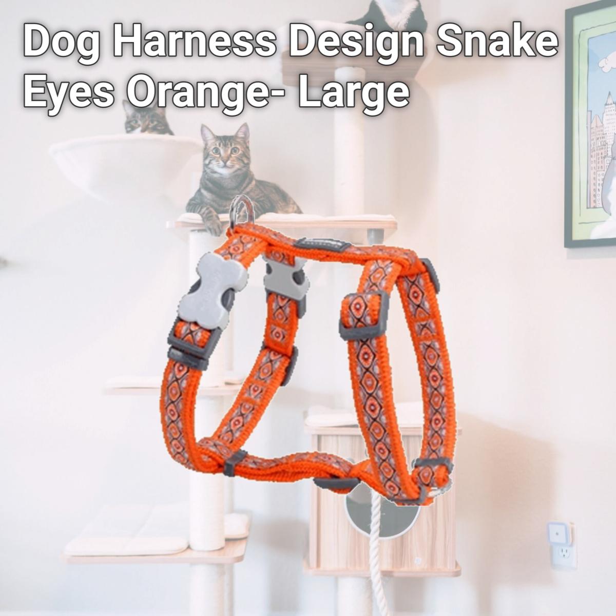 Picture of Red Dingo DH-SE-OR-25 Dog Harness Design Snake Eyes Orange- Large