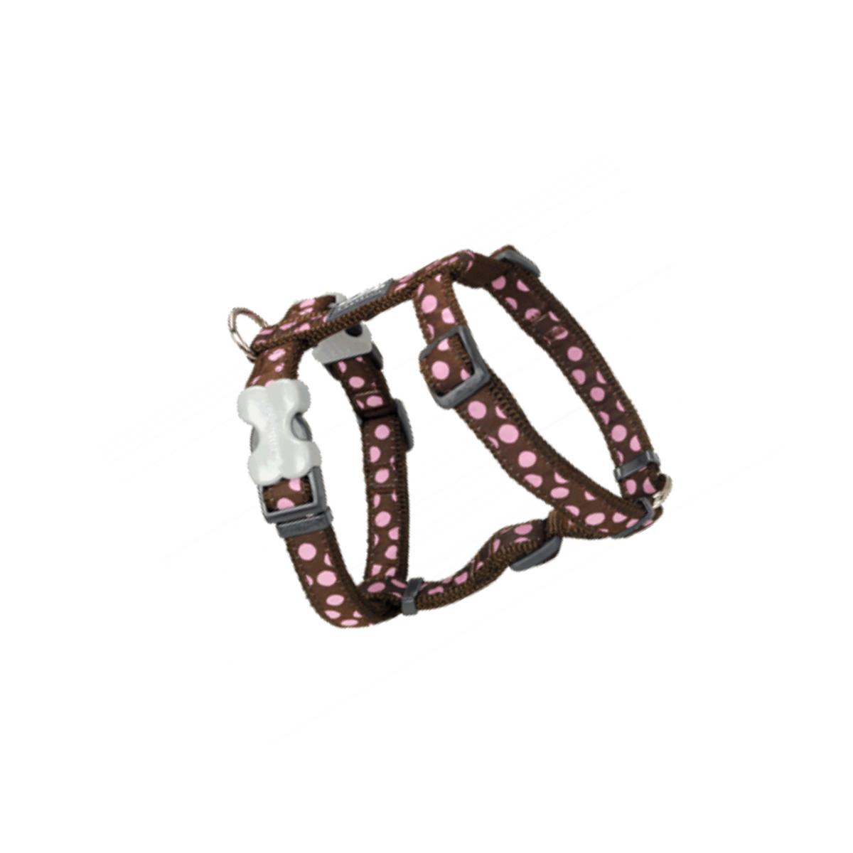 Picture of Red Dingo DH-S1-BR-25 Dog Harness Design Pink Dots on Brown- Large