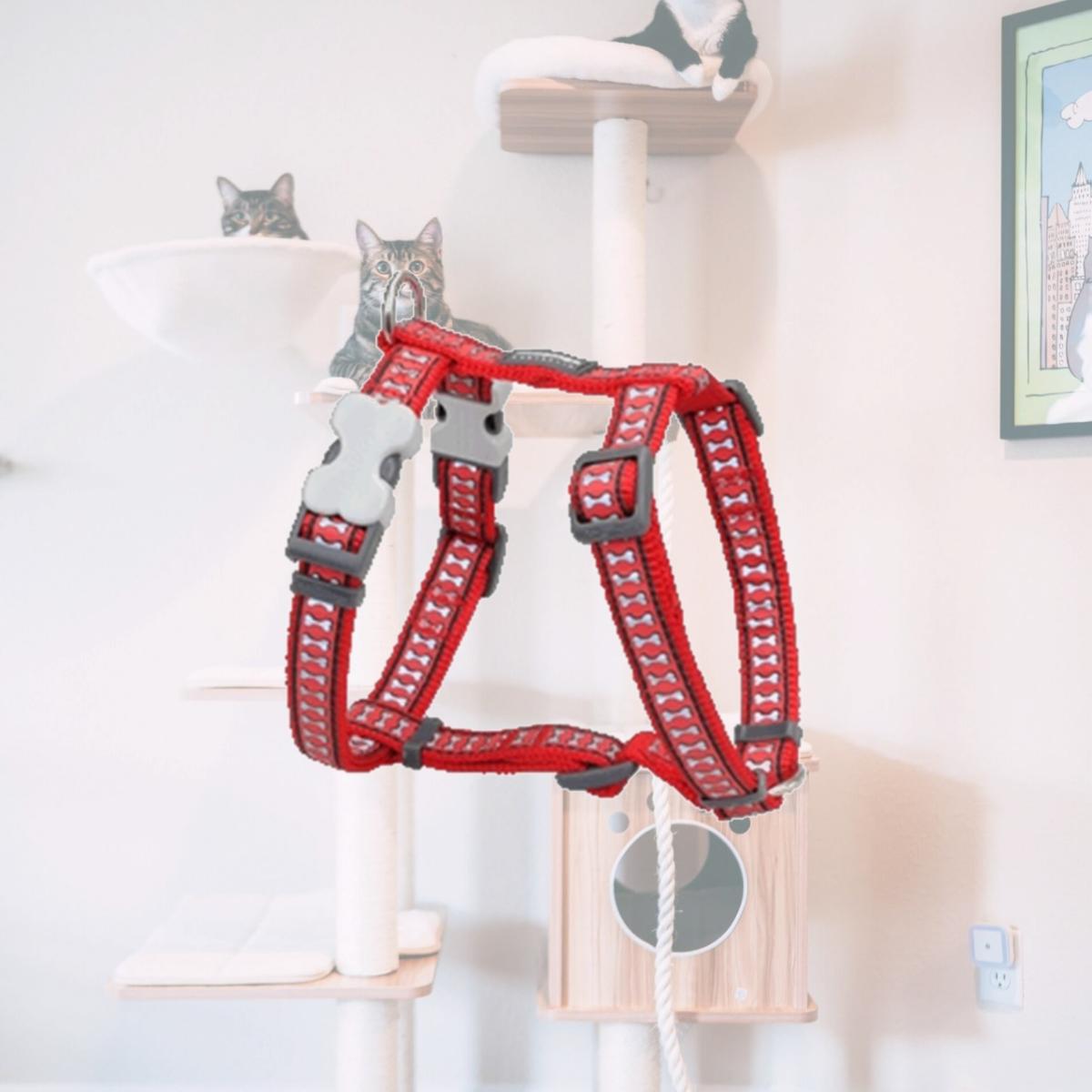 Picture of Red Dingo DH-RB-RE-20 Dog Harness Reflective Red- Medium