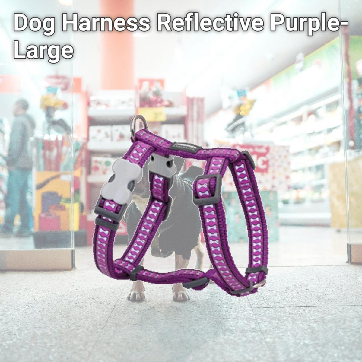 Picture of Red Dingo DH-RB-PU-25 Dog Harness Reflective Purple- Large