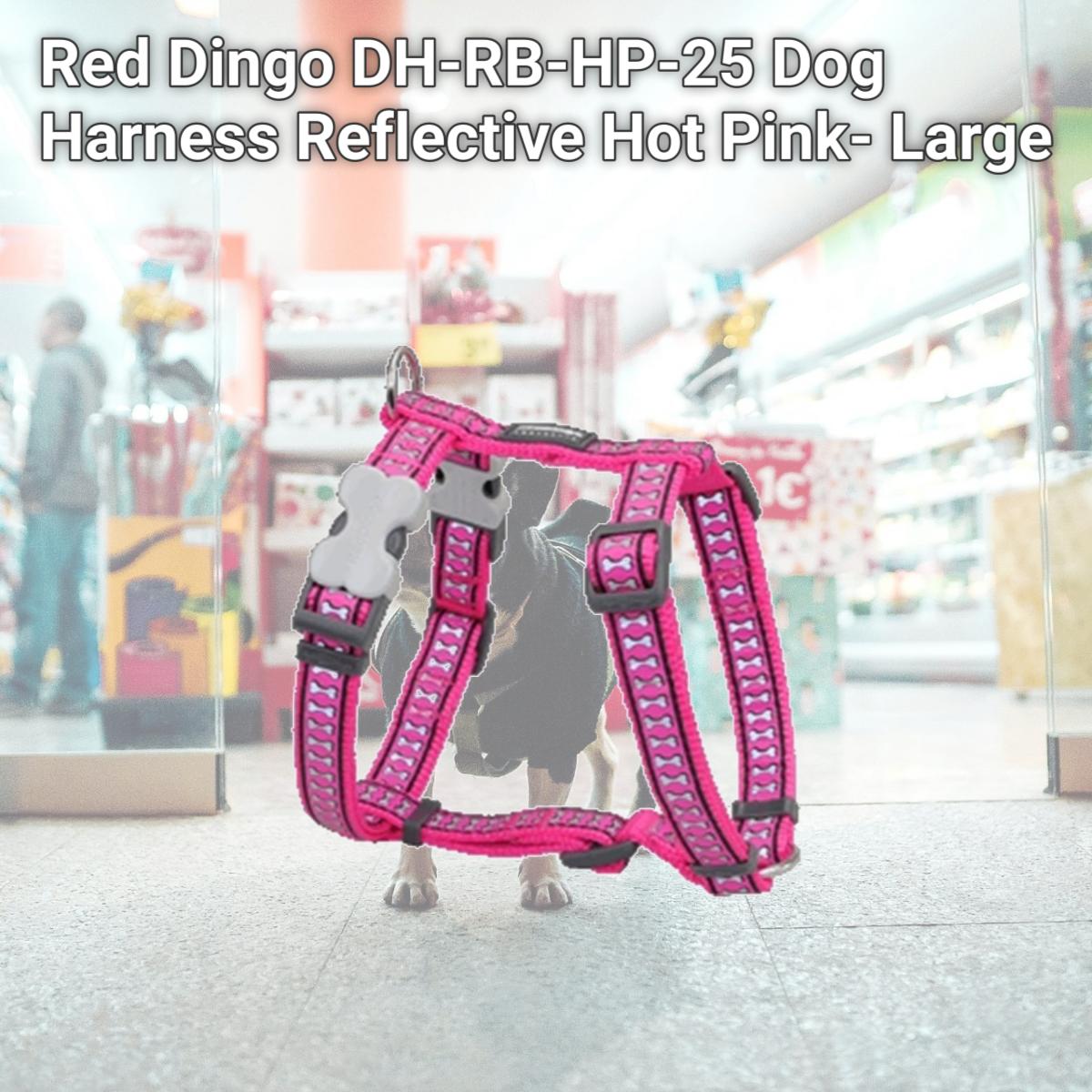 Picture of Red Dingo DH-RB-HP-25 Dog Harness Reflective Hot Pink- Large