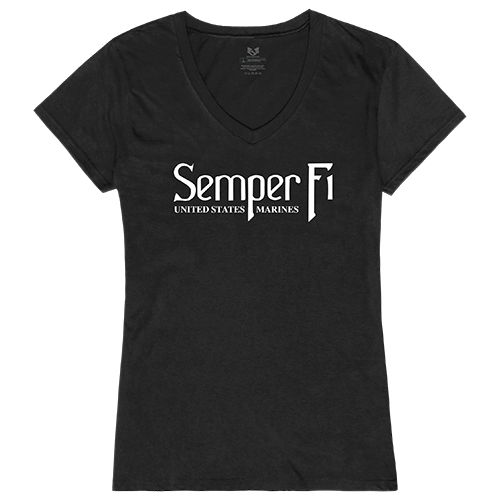 Semper Fi Graphic V-Neck T-Shirts, Black - Medium