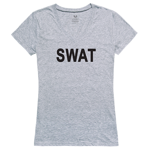 SWAT Graphic V-Neck T-Shirts, Heather Grey - Large