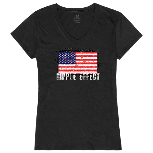 Ripple Effect Graphic V-Neck T-Shirts, Black - Medium