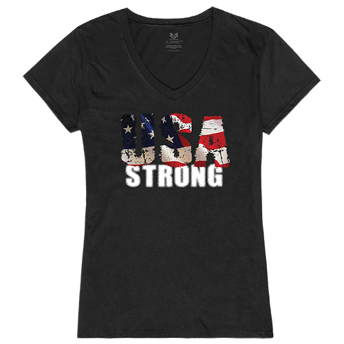 USA Strong 1 Graphic V-Neck T-Shirts, Black - Extra Large